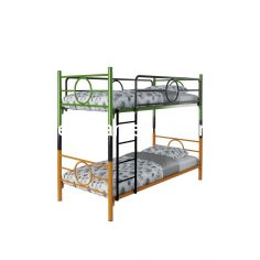 Bunk Bed Size 90 - Orbitrend RING-O-BUNKBED without matress 90x200 / Green-Orange